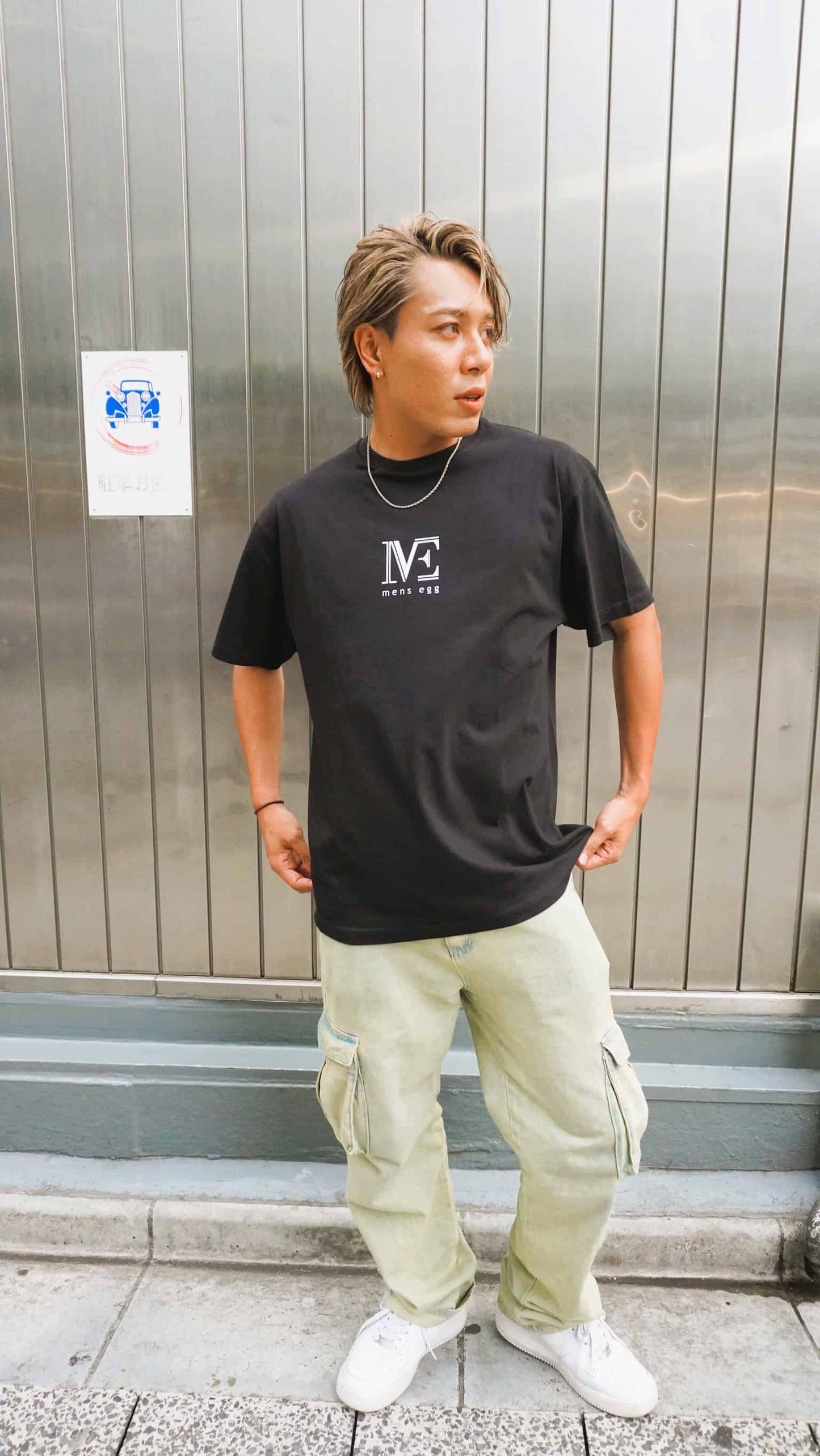 men's egg復活記念ブラックTシャツ(1ポイントデザイン)